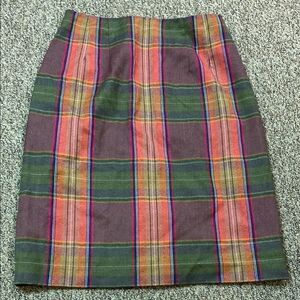 Chadwicks Green and Red 💯 Wool Knee-Length Pencil Skirt Women’s Size 10